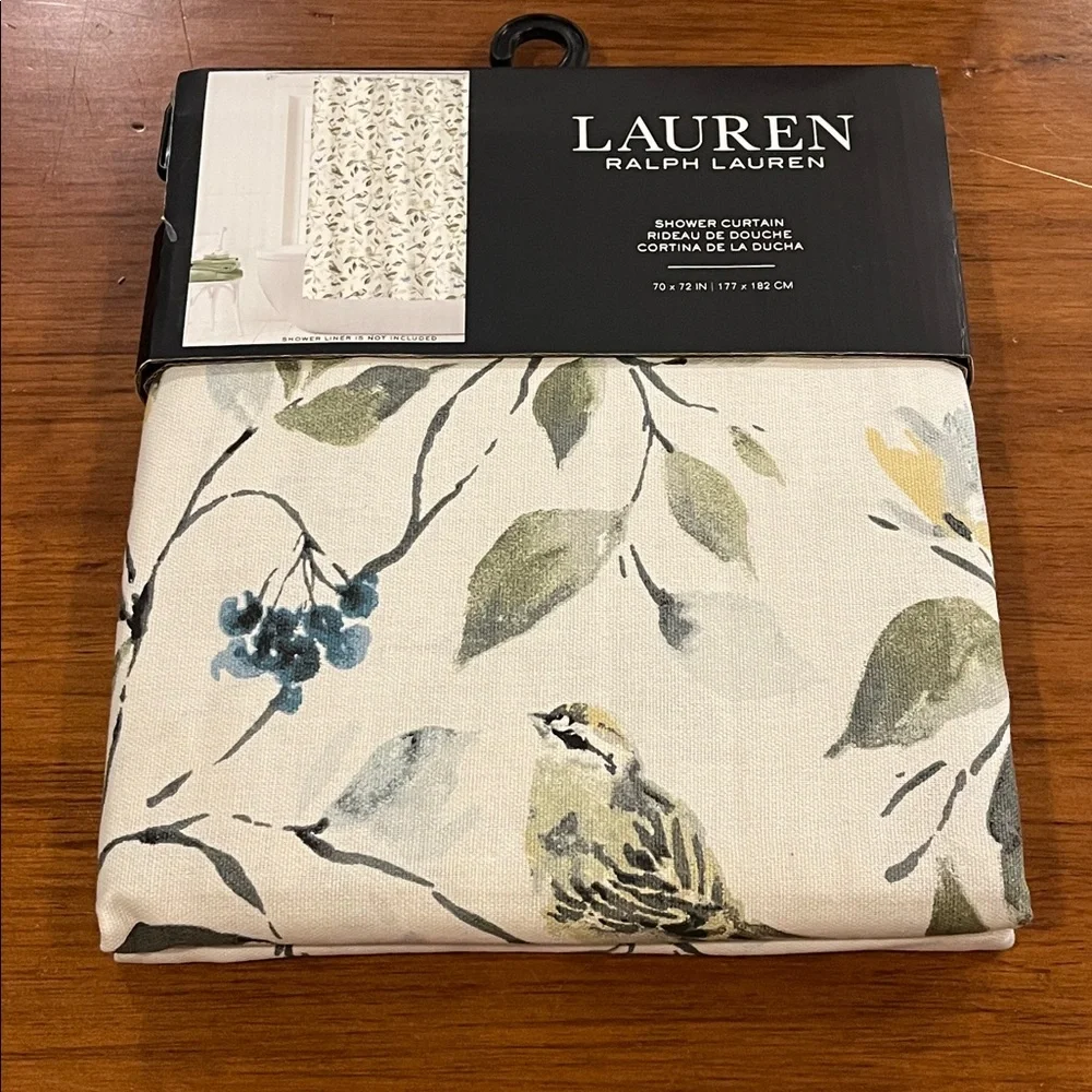 Ralph Lauren Shower Curtain Birds Floral 70”x72” natural new